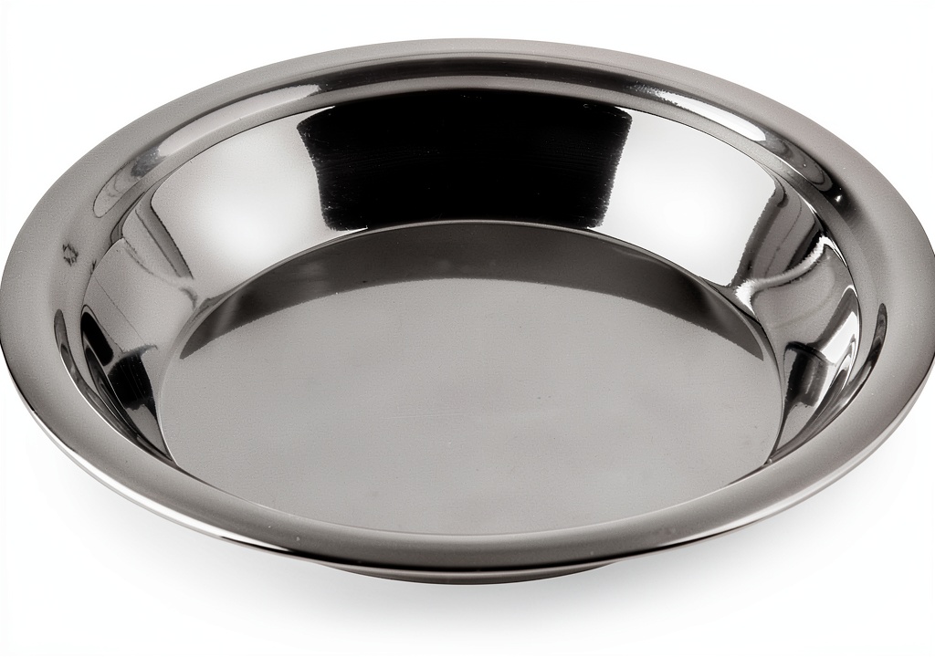 Lindy's Stainless Steel Pie Pan placed on a kitchen counter with a fresh fruit pie