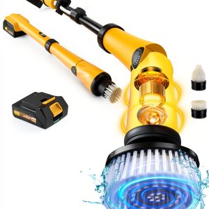 Electric Spin Scrubber Qimedo Brush with 45" Yellow Handle-0