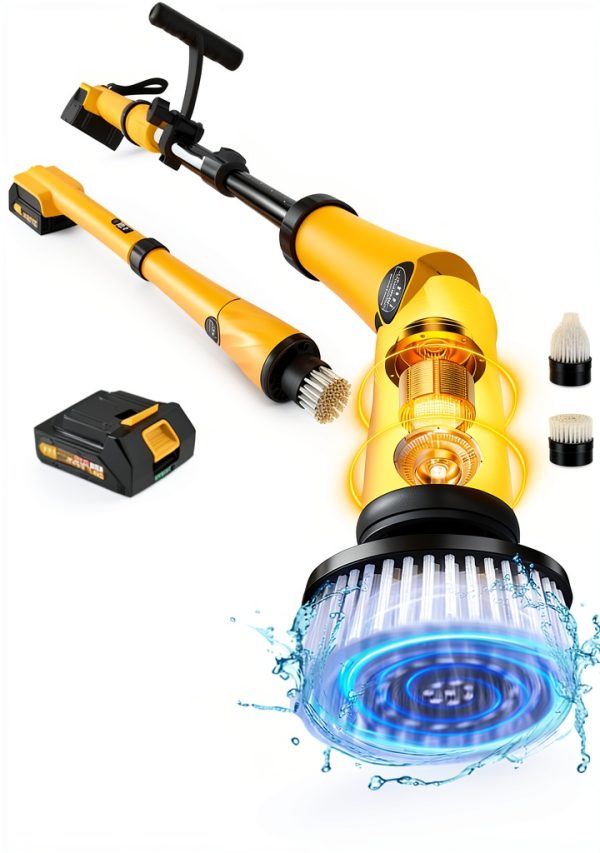 Electric Spin Scrubber Qimedo Brush with 45" Yellow Handle-0