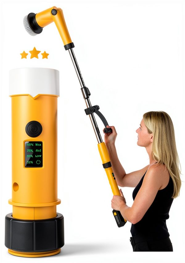 Electric Spin Scrubber Qimedo Brush with 45" Yellow Handle-4