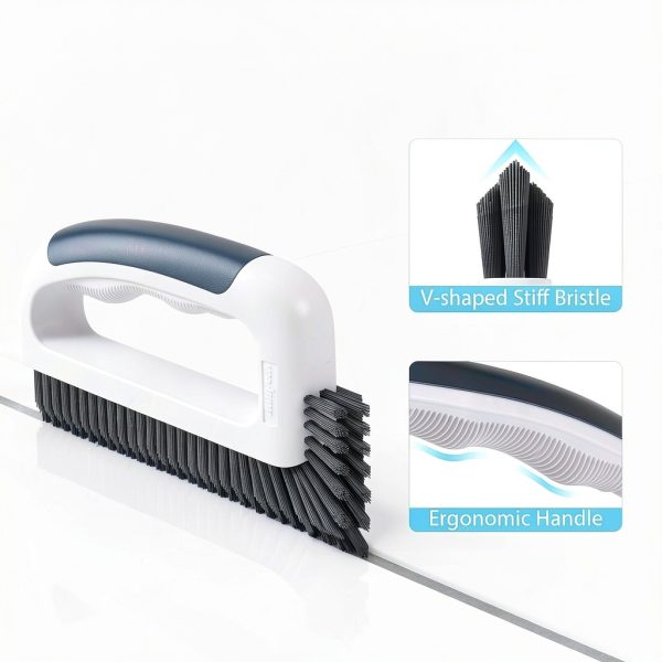 Grout Cleaning Brush Lumkew V‑Shape Stiff Tile Scrubber, Black-3