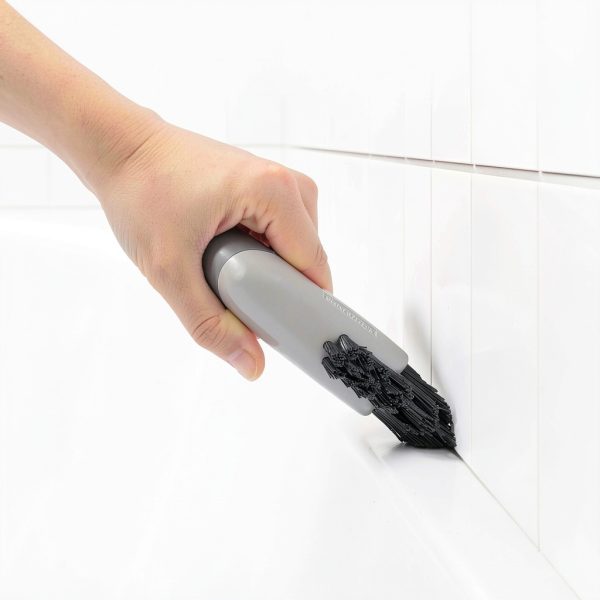 Grout Cleaning Brush Lumkew V‑Shape Stiff Tile Scrubber, Black-4